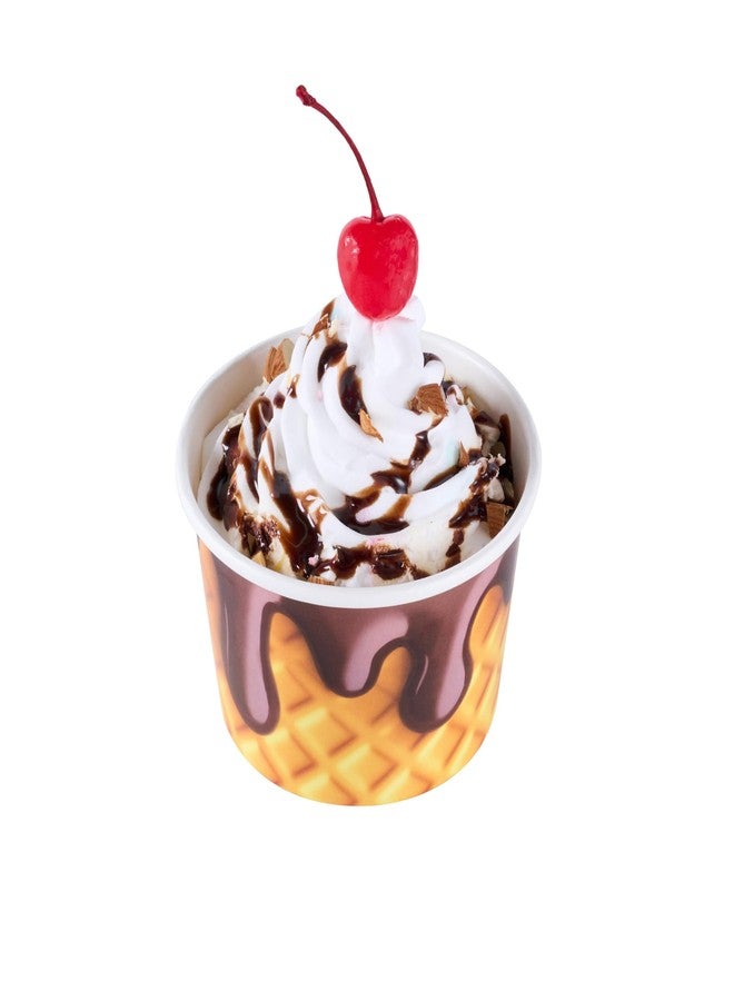 ريستورنت وير أكواب آيس كريم للمطاعم، عبوة من 50 كوبًا سعة 8 أونصات، مقاومة للتسرب، للاستخدام مرة واحدة، وعاء حلوى، كوب زبادي مجمد، حاوية ورقية دائرية للحلويات الباردة والساخنة - Image 1